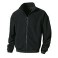 thumbnail image 1 of Jjayotai Men's Fleece Jackets, Full Zip Up Stand Collar Lightweight Winter Jacket, Outdoor Hoodless Casual Soft Warm Coats Black M, 1 of 7