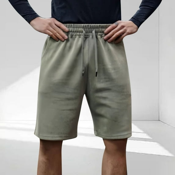 Jjayotai Men's George Shorts with Stretch Waist, Men's Fashion Summer Solid Color Elastic Waist Drawstring Casual Shorts with Pocket, Mens Running Shorts