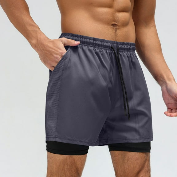 Jjayotai Men's George Shorts with Stretch Waist, Men's Summer Solid Color Casual Elastic Waist Drawstring Shorts with Pocket , Shorts for Men