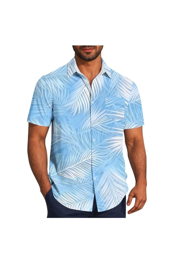 Men's Hawaiian Shirt Short Sleeve Tropical Floral Print Button Down Top Casual Holiday Beachwear Summer Vacation Blouse