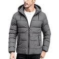 thumbnail image 1 of Jjayotai Men's Hooded Puffer Jacket, Full Zip Quilted Jacket, Warm Winter Coat with Pockets, Daily Commute Travel Outdoor, 1 of 6