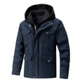 thumbnail image 1 of Jjayotai Men's Jacket Coat, Winter Casual Thicken Multi-Pocket Outwear with Hood Dark Blue L, 1 of 8