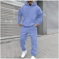 thumbnail image 1 of Jjayotai Men's Sweatsuits, Pants Hoods Outfit Sweatshirt, Sweatsuits for Man, Sport Gym Match 2 Piece Hooded Sweatsuits 2024 Light Blue S, 1 of 9