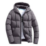Jjayotai Men's Winter Coat Clearance, Waterproof Warm Insulated Quilted Puffer Jacket with Hood