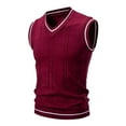 thumbnail image 1 of Jjayotai Men's Winter Sweater Vest, V-Neck Sleeveless Slim Fit Knitted Pullover Sweaters, Color Blocks Waistcoat Gilet Wine L, 1 of 3