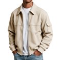 thumbnail image 1 of Jjayotai Men's Zip Up Jacket Collared Bomber Sleeve Pocket Utility Outerwear Casual Loose Fit Fall Winter Streetwear Ribbed Cuffs, 1 of 6