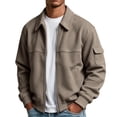 thumbnail image 1 of Jjayotai Men's Zip Up Jacket Collared Bomber Sleeve Pocket Utility Outerwear Casual Loose Fit Fall Winter Streetwear Ribbed Cuffs, 1 of 6