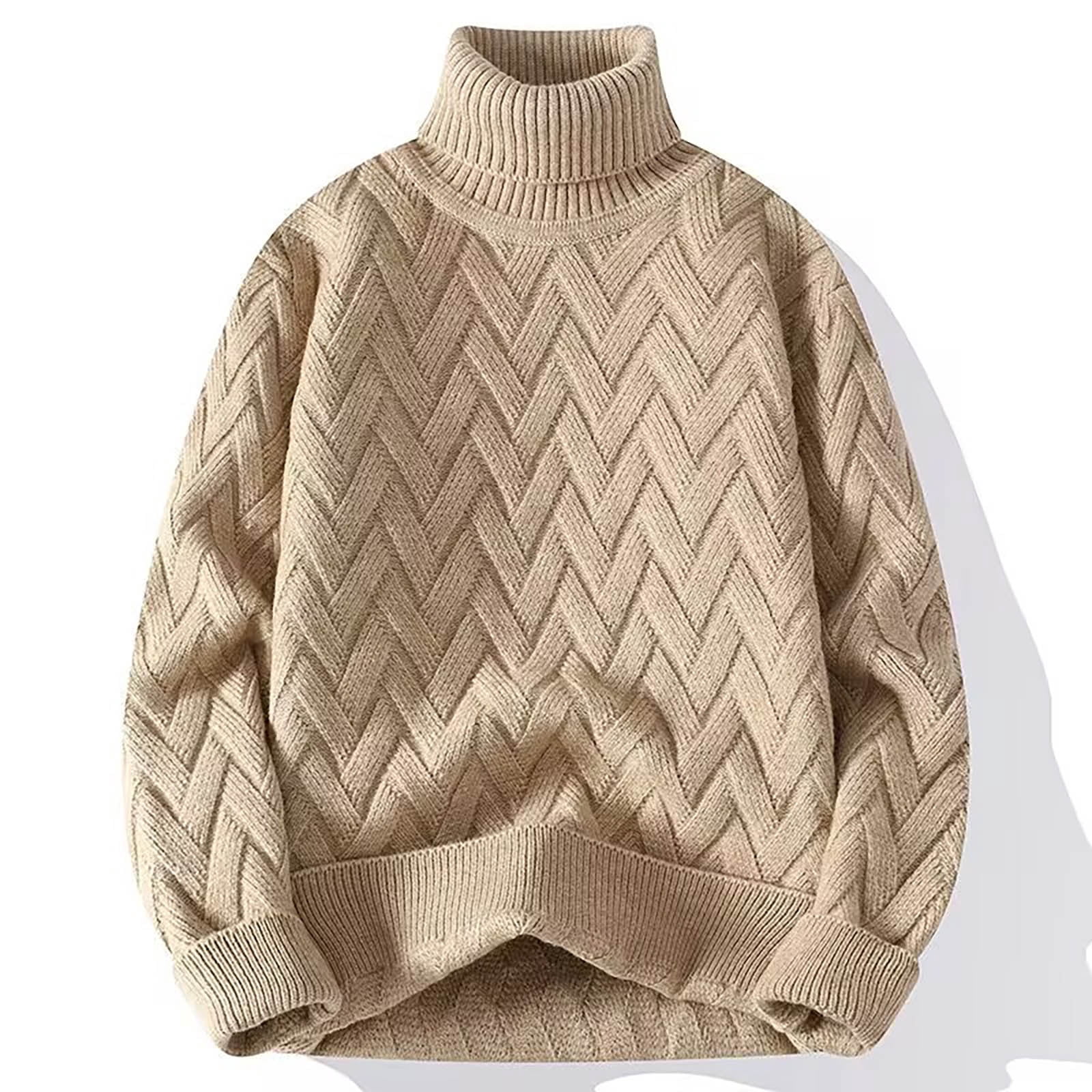 Jjayotai Mens Cable Knit Sweater Clearance, Slim Fit Chunky 