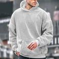 thumbnail image 1 of Jjayotai Mens Fuzzy Sherpa Hoodie Sweatshirt, Long Sleeve Fashion Pullover, Fall Outwear Winter Hooded Sweatshirts with Pocket Gray XXXXL, 1 of 5