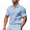 thumbnail image 1 of Jjayotai Mens George Polo Shirts, Men's Faux Linen Solid Color Short Sleeve Lapel Button Down Pullover T-Shirt Tops, Golf Tees, 1 of 9