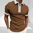 thumbnail image 1 of Jjayotai Mens George Polo Shirts, Men's Summer Casual Color Block Short Sleeve Lapel Half Zip Blouse Shirt, Classic Tees Men, 1 of 6