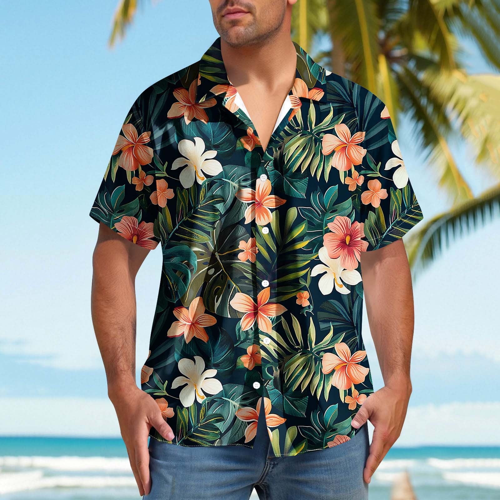 Jjayotai George Shirts for Men, Men's Hawaiian Shirt, Short Sleeve