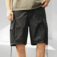 thumbnail image 1 of Jjayotai Mens George Shorts, Men's Casual Solid Color Drawstring Elastic Waist Breathable Shorts with Pocket, Shorts Men, 1 of 9