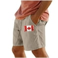thumbnail image 1 of Jjayotai Mens George Shorts, Men's Faux Cotton and Linen Shorts with Pockets, Canada Maple Leaf Printed Elastic Waist Straight Leg Sweatpants, 1 of 4