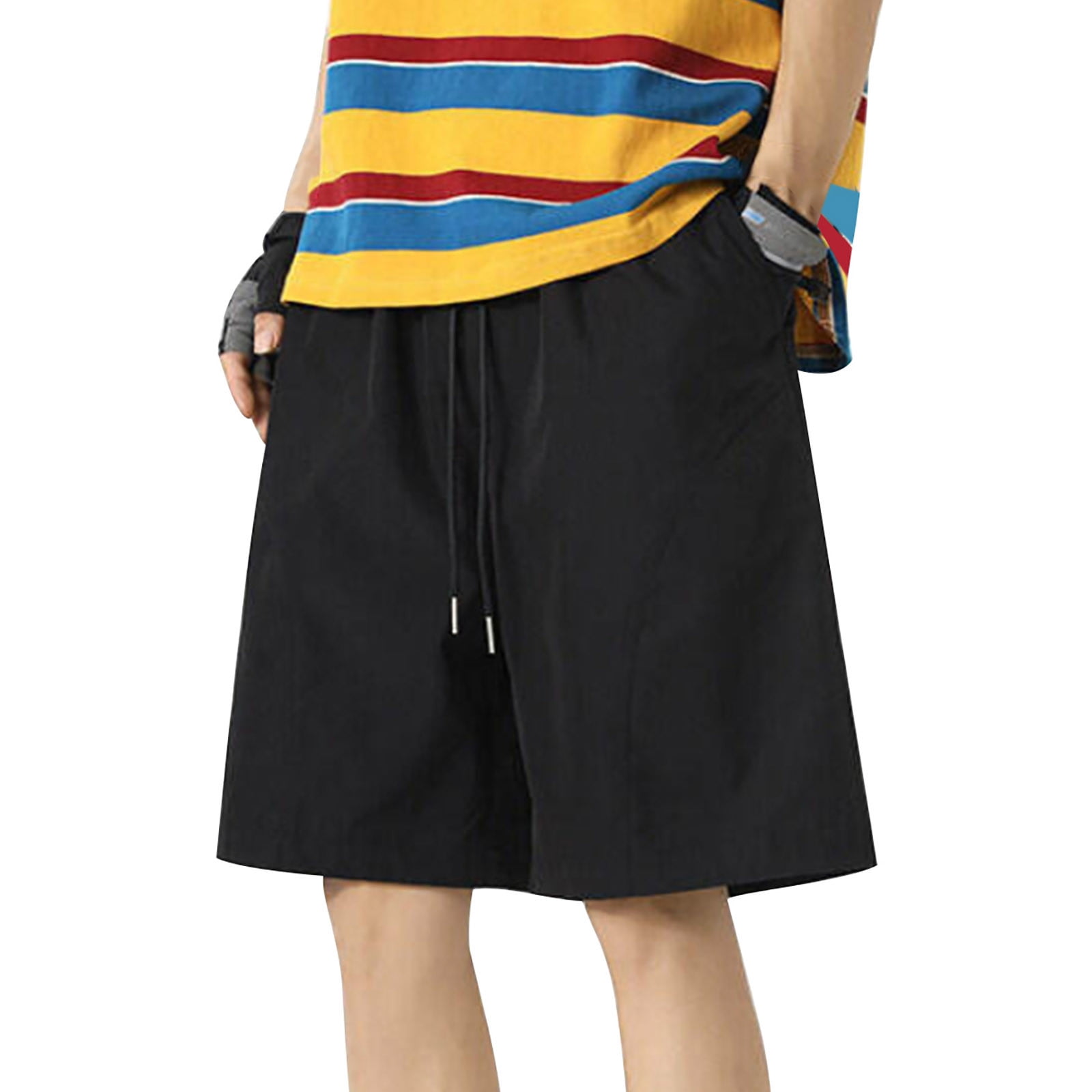 Pxiakgy mens shorts Male Casual Mid Waist Shorts Pant Solid