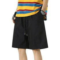 Jjayotai Mens George Shorts, Men's Solid Color Casual Breathable Elastic Waist Shorts with Pocket, Mens Casual Shorts