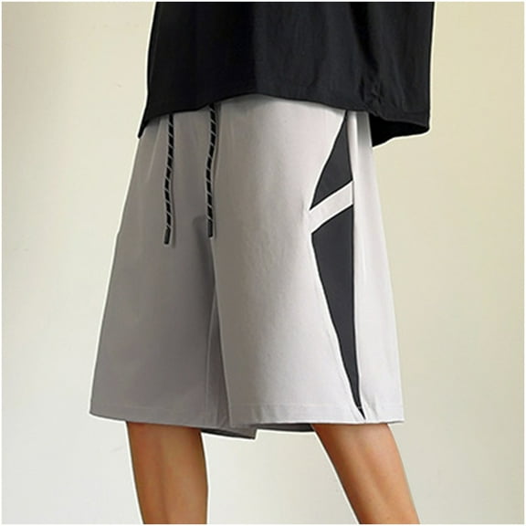 Jjayotai Mens George Shorts, Men's Solid Color Casual Breathable Elastic Waist Shorts with Pocket, Mens Shorts Casual