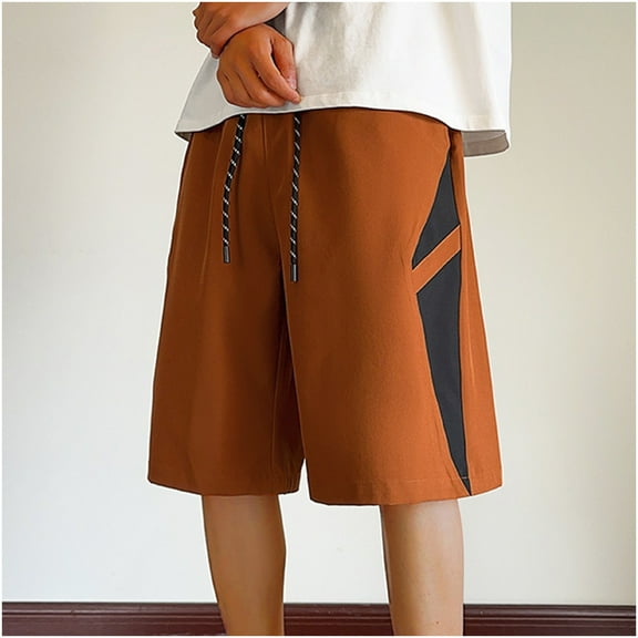 Jjayotai Mens George Shorts, Men's Solid Color Casual Breathable Elastic Waist Shorts with Pocket, Mens Shorts Casual