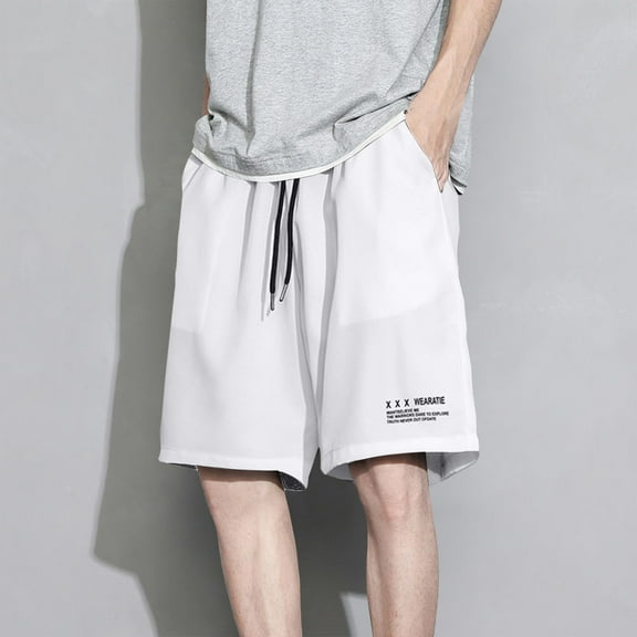 Jjayotai Mens George Shorts, Men's Summer New Trendy Lightweight Ice Silk Texture Loose Pants Shorts with Pocket, Shorts Men