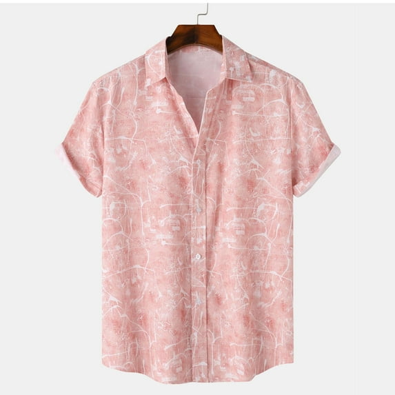 Jjayotai Mens George T Shirts, Men Casual Fashion Turndown Collar Floral Print Short Sleeve Button Shirt, Men's Graphic Tees