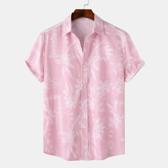 Jjayotai Mens George T Shirts, Men Casual Fashion Turndown Collar Floral Print Short Sleeve Button Shirt, Men's Graphic Tees