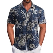 Jjayotai Mens George Tee Shirts, Mens Fashion Casual Floral Printed Hawaiian Shirt, Short Sleeve Lapel Tops, Graphic Tees for Men