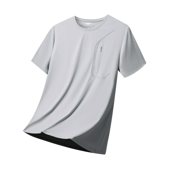 Jjayotai Mens George Tee Shirts, Men's Solid Color Round Neck Short Sleeve Casual Sportwear Ice Silk Breathable T-shirt, Big and Tall Dress Shirts for Men