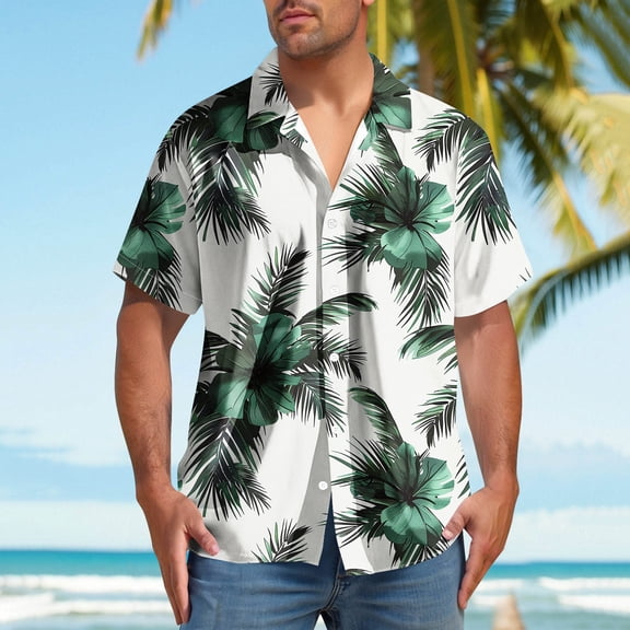 Jjayotai Mens George Tee Shirts, Mens Short Sleeve Button Up Shirts, Hawaiian Shirt, Big and Tall Shirts for Men