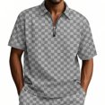 thumbnail image 1 of Jjayotai Mens Polo Shirts, Men's Summer Casual Stretch Jacquard Plaid Printed Half Zipper Lapel Short Sleeve Top Polo Shirt, True Classic Tees Men, 1 of 9