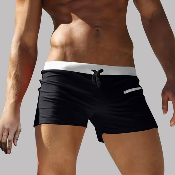 Jjayotai Mens Square Leg Swimsuit Clearance, Men's Lap Swimming Suits, Competitive Swimsuit Men, Suit for Lap Swimming Black M