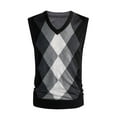 thumbnail image 1 of Jjayotai Mens Sweater Vests, Thick Argyle Classic V-Neck Knitwear Sleeveless Pullover, Autumn Winter Warm Tank Tops Black XXXL, 1 of 3