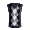 thumbnail image 1 of Jjayotai Mens Sweater Vests, Thick Argyle Classic V-Neck Knitwear Sleeveless Pullover, Autumn Winter Warm Tank Tops Dark Gray XL, 1 of 5