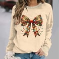 thumbnail image 1 of Jjayotai Merry Christmas Shirts for Women, Casual Xmas Bow Graphic Blouses,Trendy Long Sleeve Tops, Fall Crewneck Tunic Pullover Khaki-5 XS, 1 of 6