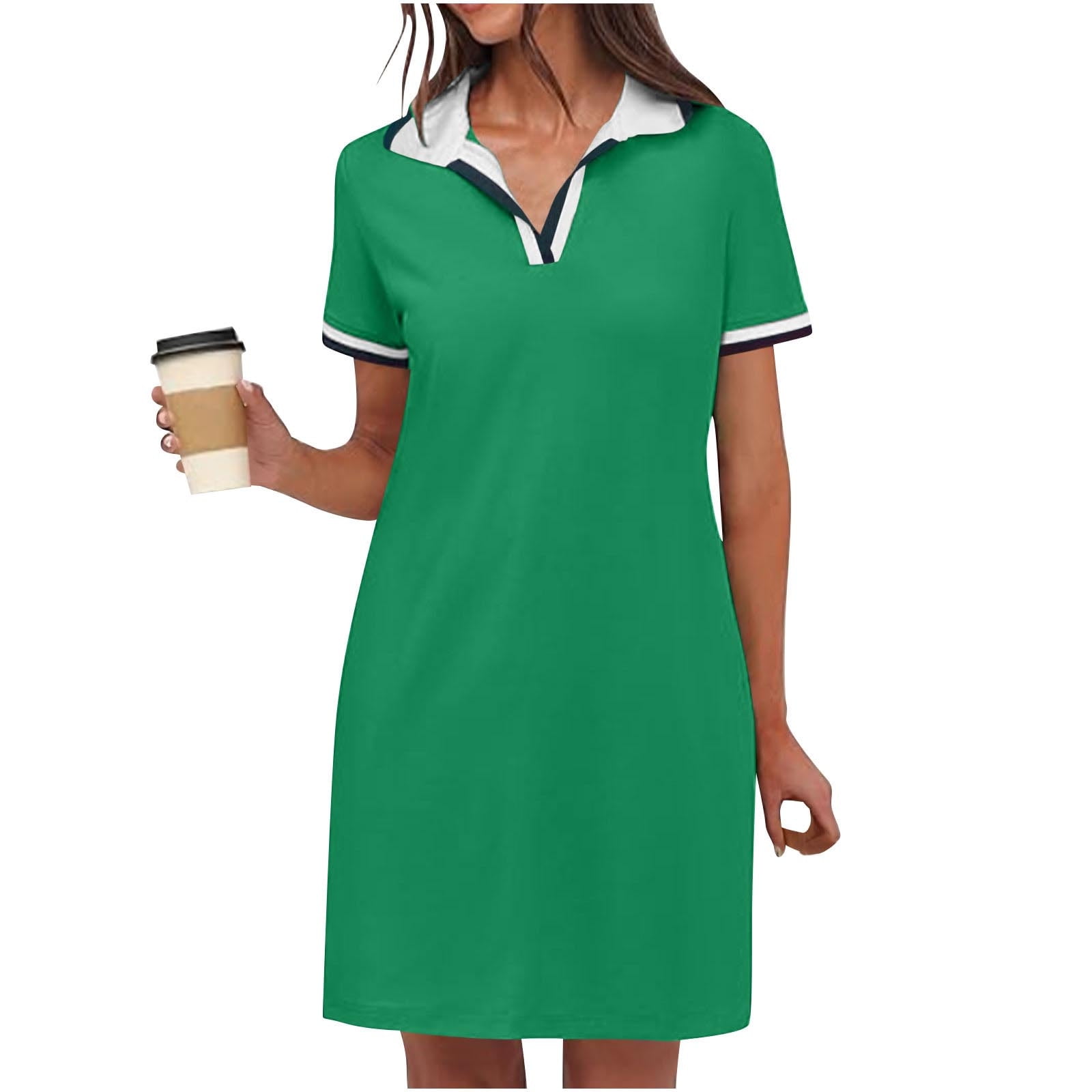 Jjayotai No Boundaries Dresses Women Polo Dress, Short Sleev V Neck Dress  for Tennis Golf Workout, Summer Casual Dresses, Womens Mini Dress Green~ M  - Walmart.com