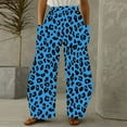 thumbnail image 1 of Jjayotai Oversized Leopard Print Sweatpants Clearance, Women Baggy Lightweight Wide Leg Pants with Pockets, Y2k High Waiste Straight Lounge Trousers Blue S, 1 of 5