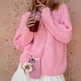 thumbnail image 1 of Jjayotai Oversized Sweaters for Women, Trendy Crewneck Long Sleeve Chunky Knit Pullover Sweater, Loose Casual Versatile Y2k Tops Pink XL, 1 of 4