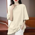 thumbnail image 1 of Jjayotai Oversized T Shirts for Women, Loose Fit Crewneck Short Sleeve Tops, Summer Casual Blouse, Y2K 2025 Basic Tees, Cotton Tunic Tops, Womens Blouses Beige^1 XL, 1 of 5