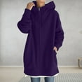 thumbnail image 1 of Jjayotai Oversized Zip Up Hoodies for Women, Plus Size Long Fleece Jacket, Casual Long Sleeve Cute Sweatshirts with Pockets Purple L, 1 of 8