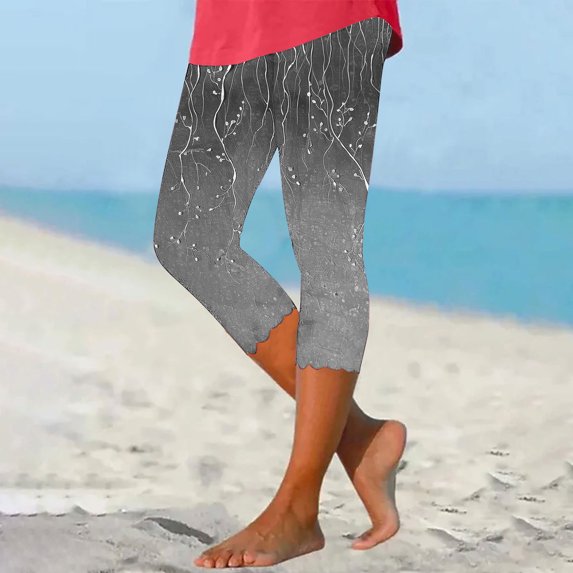 Jjayotai Plus Size Capri Leggings for Women, High Waist Tummy Control Stretchy Workout Yoga Pants, Capri Pants for Women Plus Size Gray^ XL