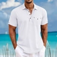 thumbnail image 1 of Jjayotai Polo Shirts for Men, Men's Fashion Casual Solid Color Button Up Lapel Summer Shirt with Pocket, Golf Tees, 1 of 6