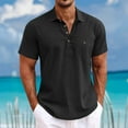 thumbnail image 1 of Jjayotai Polo Shirts for Men, Men's Fashion Casual Solid Color Button Up Lapel Summer Shirt with Pocket, Golf Tees, 1 of 6