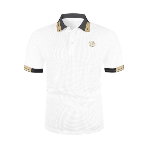 Jjayotai Polo T Shirts for Men, Men's Solid Color Lapel Short Sleeve Floral Print Fashionable Casual T-shirt with Pocket, Vintage Tees for Men