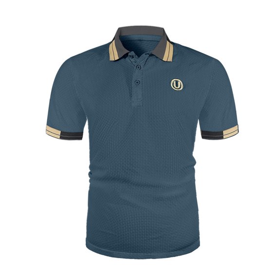 Jjayotai Polo T Shirts for Men, Men's Solid Color Lapel Short Sleeve Floral Print Fashionable Casual T-shirt with Pocket, Vintage Tees for Men