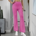 thumbnail image 1 of Jjayotai Ribbed Flare Leggings Women, High Waisted Bell Bottom Yoga Pants, Cozy Soft Activewear Leggings, Elastic Wide Leg Palazzo Trousers Hot Pink S, 1 of 6