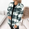 thumbnail image 1 of Jjayotai Shacket Jacket for Women, Casual Flannel Plaid Long Sleeve Lapel Button Down Shirts, Fall Wool Blend Coat with Pockets Black XXL, 1 of 9