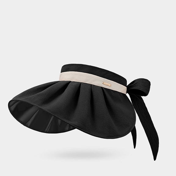 Jjayotai Sheel Sun Hats for Women, Wide Brim Foldable UV Protection UPF 50  Visors, Ponytail Beach Cap, Suit for Outdoor Travel Vacation Black^