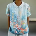 thumbnail image 1 of Jjayotai Short Sleeve Linen Blouses for Women, Vintage Casual Loose Fit Cute Summer Tops, Womens Peter Pan Blouse, T Shirts for Women, Floral Tees Multicolor^13 XXXXXL, 1 of 5