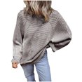 thumbnail image 1 of Jjayotai Striped Sweaters for Women, Boat Neck Batwing Sleeve Oversized Pullover Sweater Tops, Women's Fall Clothes Outfits Coffee S, 1 of 5