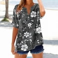 thumbnail image 1 of Jjayotai Summer Tops for Women 2025, Trendy Boho Floral Short Sleeve Shirts, Loose Fit Casual Dressy Basic Tee, V Neck Blouses for Women Multicolor^15 M, 1 of 5