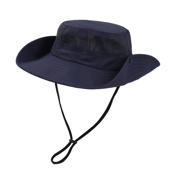 Jjayotai Sun Hat for Men Women, UV50+ Waterproof Wide Brim Bucket Safari Hat with Vented Mesh, Suit for Summer Fishing Hiking Navy^